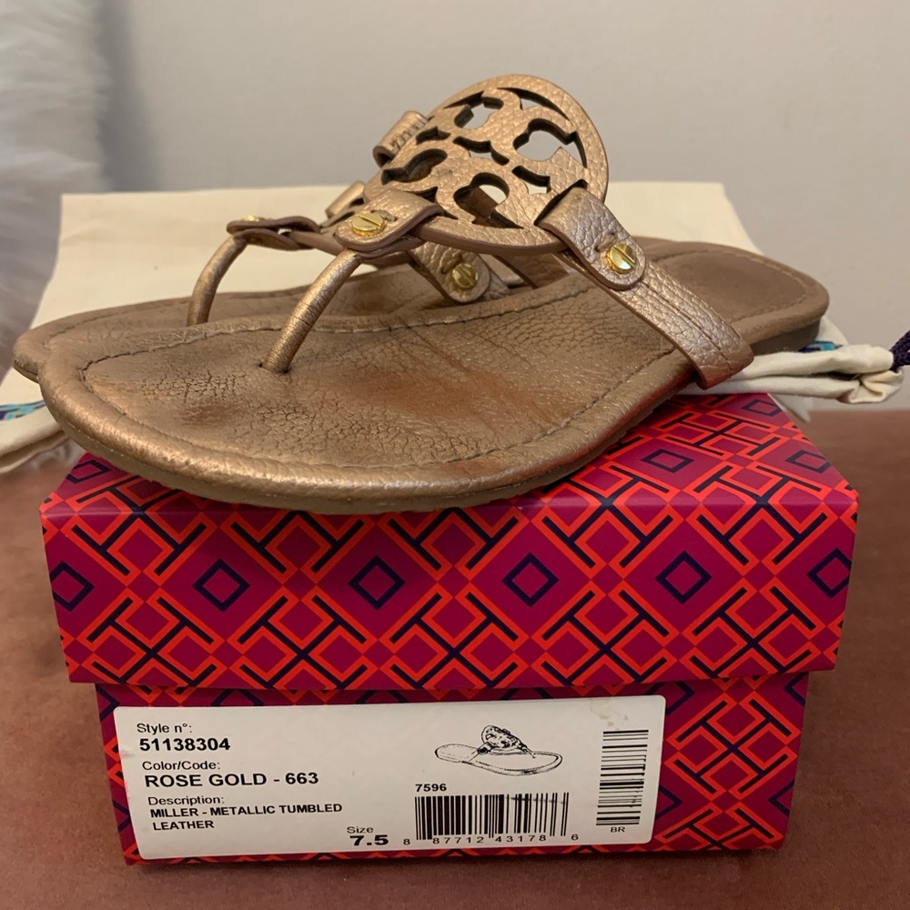 Tory Burch Miller sandals in Rose Gold size 7.5